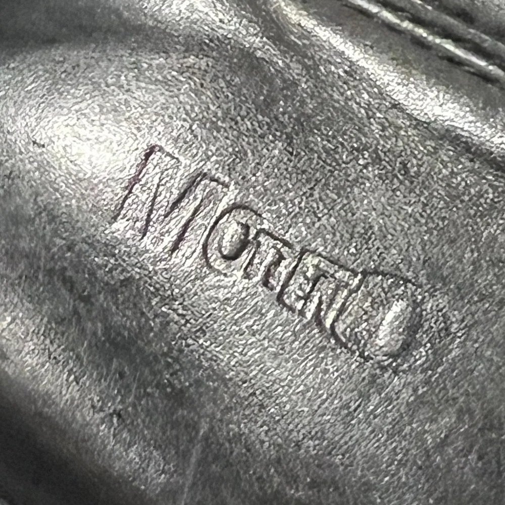 Moreno Mens Black Leather Biker Buckle Mid Calf Pull On Moto Boots Size 9 E